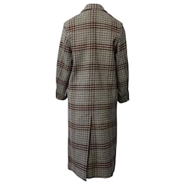 Isabel Marant-Isabel Marant Double-Breasted Plaid Trench Coat in Multicolor Lana Vergine-Multiple colors