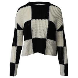 A.L.C-EN.l.do. Jersey de punto de cuadros en algodón blanco y negro-Multicolor