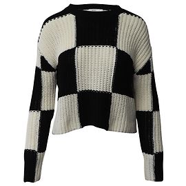 A.L.C NO.eu.C. Suéter de malha xadrez em algodão preto e branco Outro Impressão em python