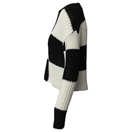 A.L.C-EN.l.do. Jersey de punto de cuadros en algodón blanco y negro-Multicolor