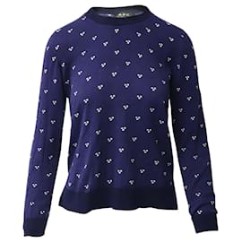 Apc-a.P.C. Floral Printed Sweater Top in Navy Blue Cotton-Blue,Navy blue