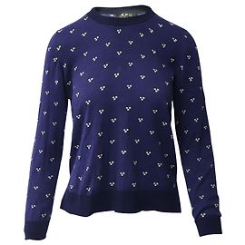 Apc BEIM.P.C. Pulloveroberteil mit Blumenmuster aus marineblauer Baumwolle Blau Marineblau