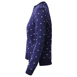 Apc-EN.PAG.do. Top Suéter Estampado Floral en Algodón Azul Marino-Azul,Azul marino
