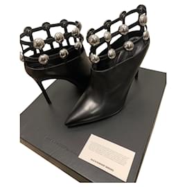 Alexander Wang Black Leather Ankle Boots 38.5 Black