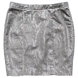 Guess-Snake Print Mini Skirt-Silvery,Beige,Grey
