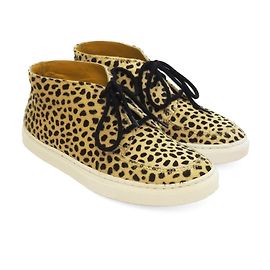 Sneakers stringate in stile cavallino con stampa leopardata Charlotte Olympia 36 Nero Beige
