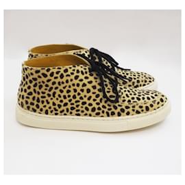 Charlotte Olympia-Charlotte Olympia leopard print pony style trainers lace ups 36-Black,Beige