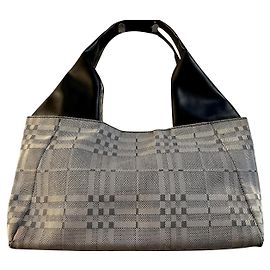 Bolsa vintage grande Burberry de lona e couro Preto Caqui Taupe