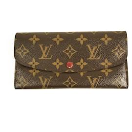 Louis Vuitton-Louis Vuitton Emilie monogram canvas & red leather wallet long envelope-Brown