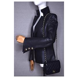 Balmain-Leather Buttoned Jacket Blazer-Black