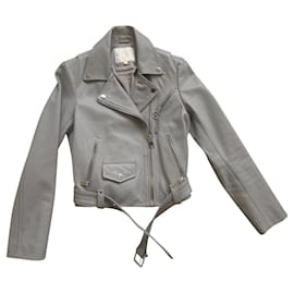 Maje-Leather jacket-Grey