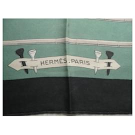 Hermès-carré hermès golf club 1963 trés bon état rarissime-Vert clair
