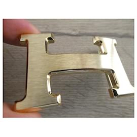 Hermès-Hermès belt buckle 5382 brushed gold metal 32MM-Gold hardware