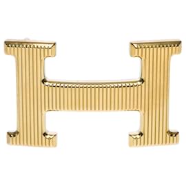 Hermès-Boucle de ceinture Hermès modèle Calandre en métal plaqué or-Doré