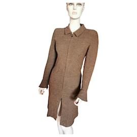 Chanel-Chanel tweed dress coat-Dark brown