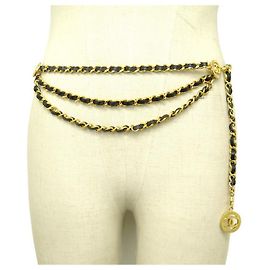 CINTURÓN VINTAGE CHANEL CADENA ENTRELAZADA MEDALLÓN LOGO CC ORO 1984 cinturón Dorado