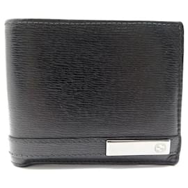 Gucci-Gucci wallet  233100 BLACK GRAINED LEATHER CARD HOLDER CARD HOLDER WALET-Black