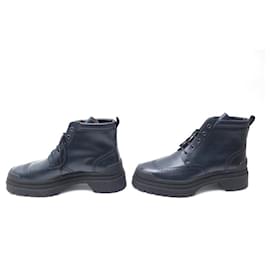 Hermès-NEW HERMES SHOES BOOTS RANGERS 43 BLUE LEATHER + BOX CHUKKA BOOTS-Navy blue