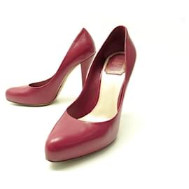 Christian Dior-CHRISTIAN DIOR MISS SHOES 36.5 CARMIN RED LEATHER PUMPS BOX SHOES-Red
