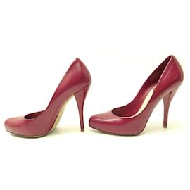 Christian Dior-CHRISTIAN DIOR MISS SHOES 36.5 CARMIN RED LEATHER PUMPS BOX SHOES-Red