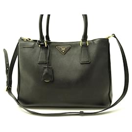 Prada-BOLSA DE OMBRO PRADA GALLERIA GM PRETA SAFFIANO DE COURO BOLSA DE MÃO-Preto