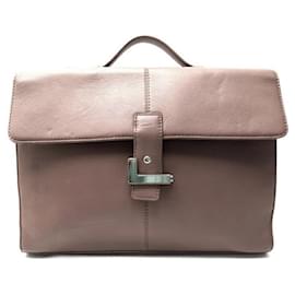 Lancel-LANCEL JUPITER BAG 38CM GRAINED LEATHER BRIEFCASE BRIEFCASE-Taupe