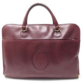 VINTAGE MUST DE CARTIER BAG BRIEFCASE BRIEFCASE BORDEAUX LEATHER Dark red