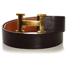 Hermès-hermès Constance H Leather Belt brown-Brown