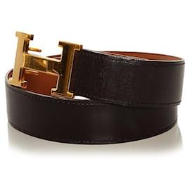 Hermès-hermès Constance H Leather Belt brown-Brown