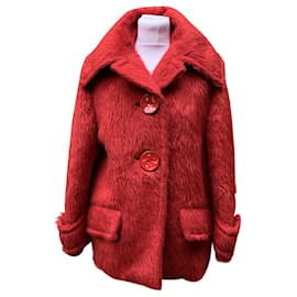 Prada-Red Alpaca and Wool Caban Jacket Size 38 IT-Red