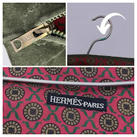 Hermès-Hermes vintage camurça verde forro de seda estojo porta-gravatas-Verde