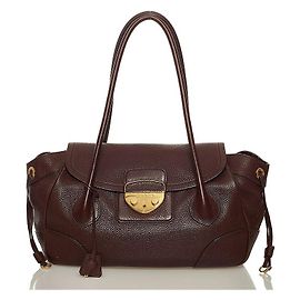 Bolsa de Ombro Prada de Couro Sound Lock marrom Marrom