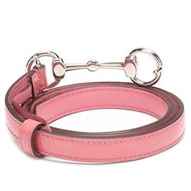 Gucci-gucci Horsebit Leather Belt pink-Pink