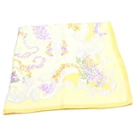 Versace-versace Floral Silk Scarf yellow-Yellow