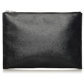 Yves Saint Laurent-yves saint laurent Leather Clutch Bag black-Black