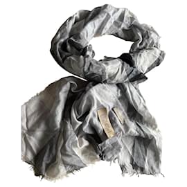 Burberry-Bufanda a cuadros de lana y seda gris de Burberry-Blanco roto,Gris antracita