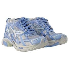 Balenciaga-Runner Sneakers in Blue Mesh-Blue