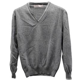 Ermenegildo Zegna Pullover mit V-Ausschnitt aus grauer Wolle Grau
