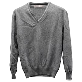 Ermenegildo Zegna-Ermenegildo Zegna V-Neck Sweater in Grey Wool-Grey