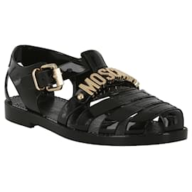 Moschino-Jelly Charm Logo Sandals-Black