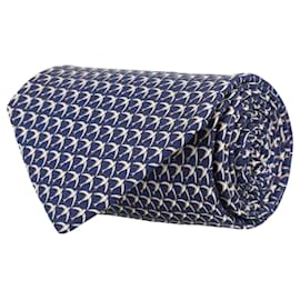 Salvatore Ferragamo-Sparrow Print Silk Tie-Blue