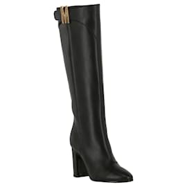 Moschino-Tall Leather Boots-Black