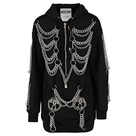 Moschino-Chain Hoops Zip-Up Sweater Dress-Black