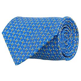 Cravate en soie à imprimé palmier Salvatore Ferragamo Bleu