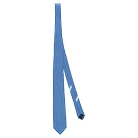 Salvatore Ferragamo-Salvatore Ferragamo Palm Tree Print Silk Tie-Blue