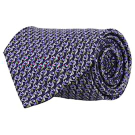 Salvatore Ferragamo-Salvatore Ferragamo Seahorse Print Silk Tie-Blue