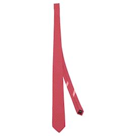 Salvatore Ferragamo-Cravate en soie à rayures Gancini-Rouge