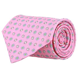 Salvatore Ferragamo-Cravate en soie à imprimé escargot fleuri-Rose