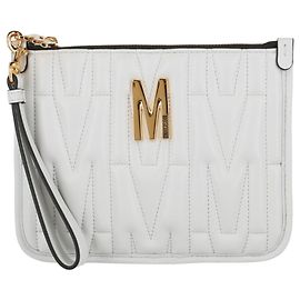 Moschino Gesteppte Lederclutch mit M-Logo Weiß