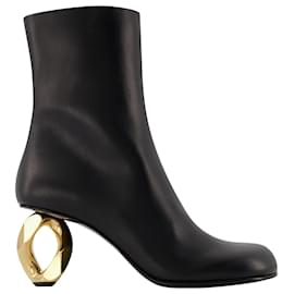 JW Anderson-Chain Ankle Boots in Black Leather-Black